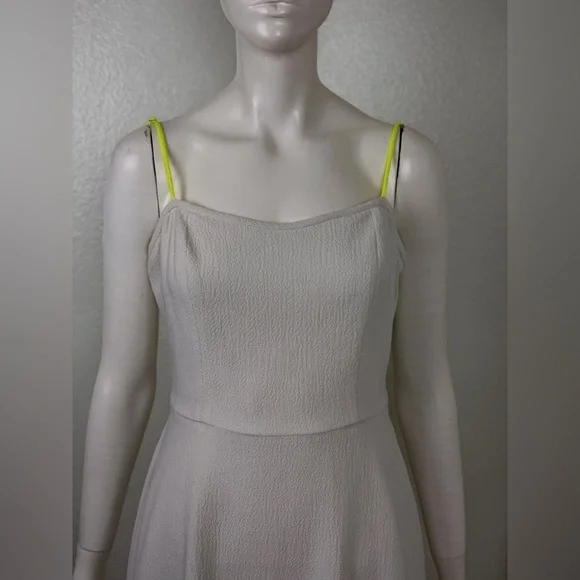 Black Halo Quill White Midi Dress with Neon Trim Size 8. D23 - Picture 5 of 16